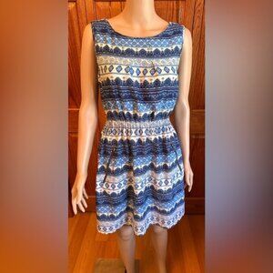 Speed Control Womens Size Medium Mini Dress W Zipper Pockets Blue & White